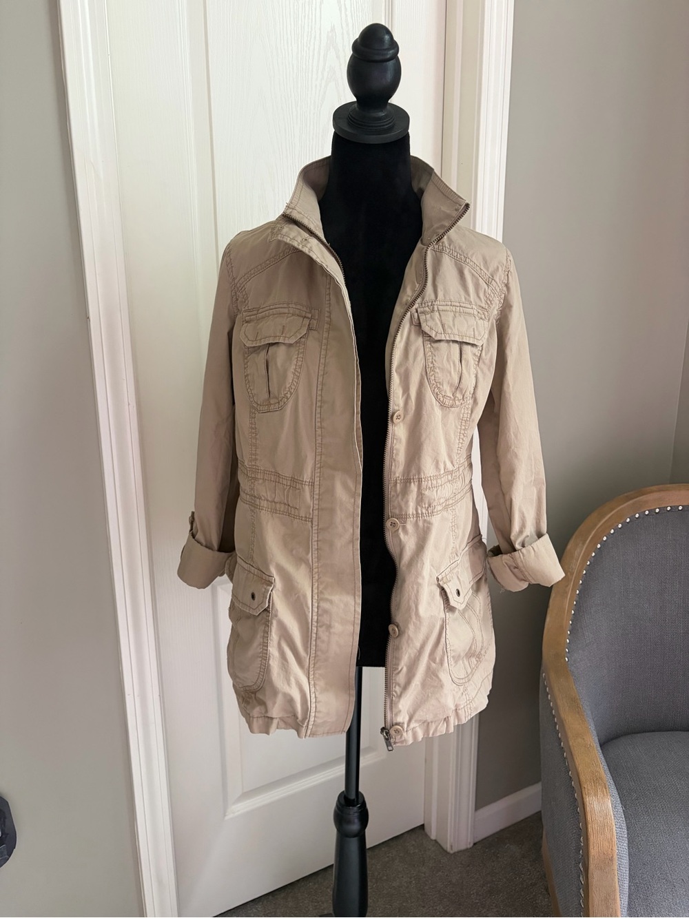 St. John's Bay Tan Utility Jacket with Multiple Pockets